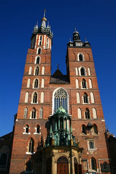 Saint Mary S Church by Night - Krakow, Poland Stock Image - Image of ...