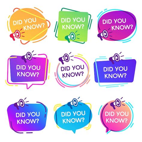 Premium Vector Did You Know Labels Interesting Facts Speech Bubbles