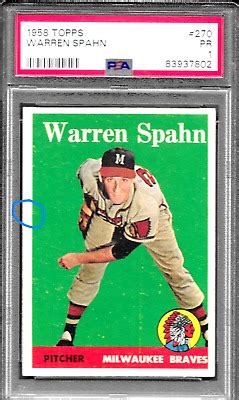 Topps Baseball Warren Spahn Hof Milwaukee Braves Psa