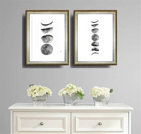 Quadro Decorativo Preto E Branco Fases Da Lua Moldura X