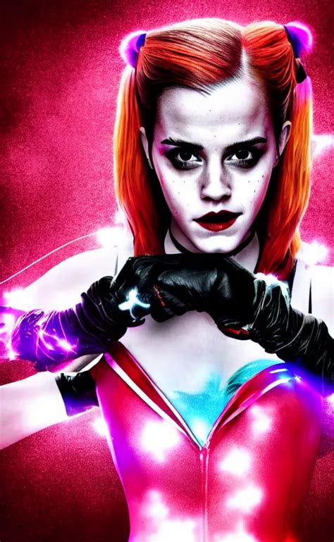 Emma Watson As Harley Quinn Glowing Dramatic Stable Diffusion