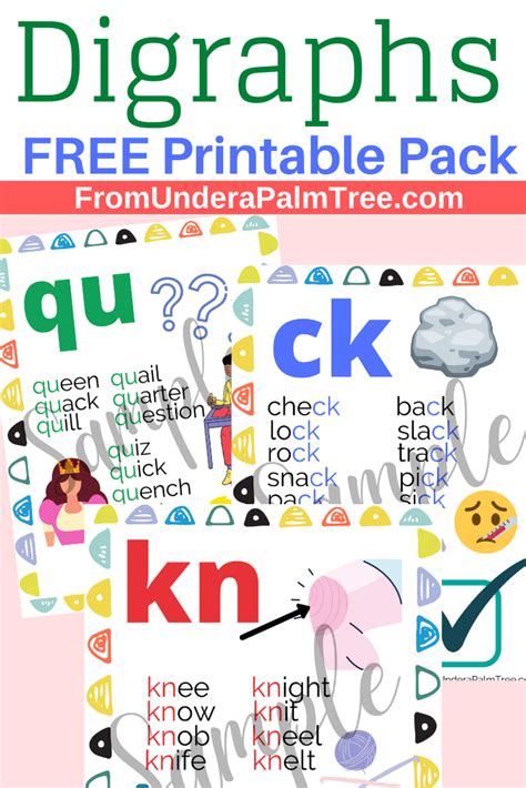 Digraphs Qu Kn Ck Printable Pack From Under A Palm Tree