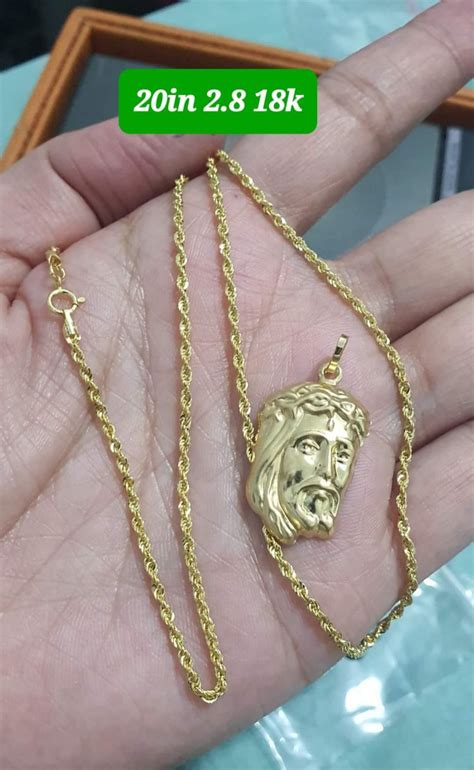 18K Saudi Gold Jesus Necklace Women S Fashion Jewelry Organizers