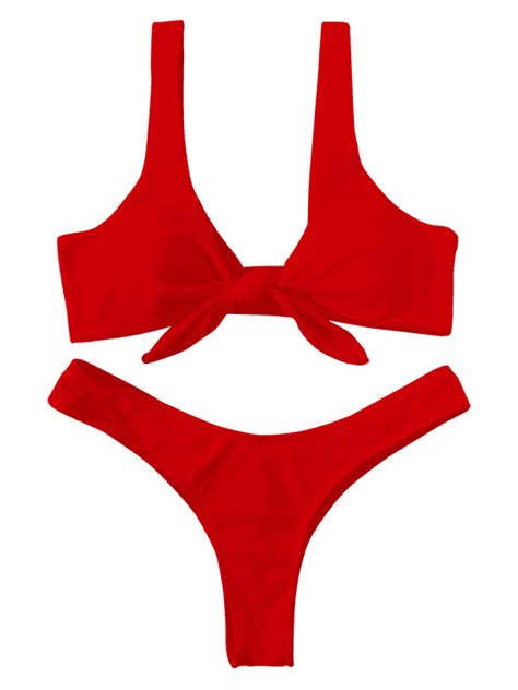 Scrunch Butt Knotted Thong Bikini RED M Thong Bikini Bikini Swimsuit