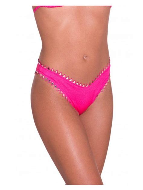 Bikini Donna Pin Up Stars Rosa Fluo In Lycra Elasticizzata Semilucida