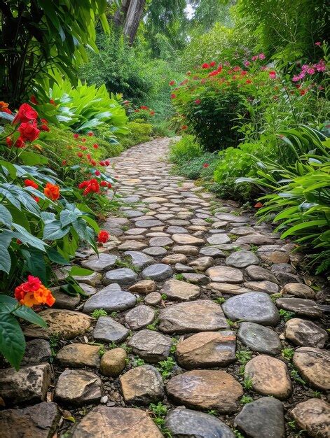 Premium Photo Stone Walk Path In The Garden