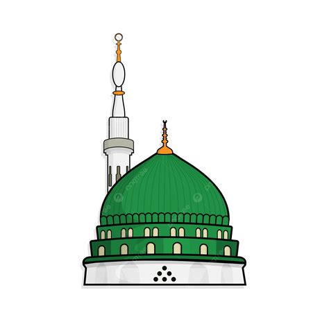 Madinah Masjid Al Nabawi Mosque Or Minaret And Green Dome In Saudi