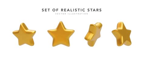 Premium Vector Set Of 3d Realistic Golden Stars Isolated On White