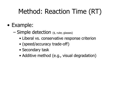 Ppt Method Reaction Time Rt Powerpoint Presentation Free Download