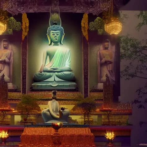 Buddhist Paradise Sukhavati Cinematic Lighting Stable Diffusion