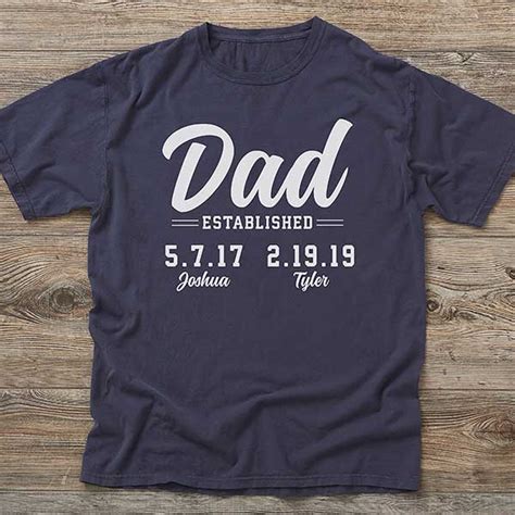 Personalized Dad Established Comfortwash T Shirt