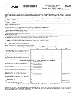 Fillable Online Revenue Alabama 2220E FORM Underpayment Of 2022