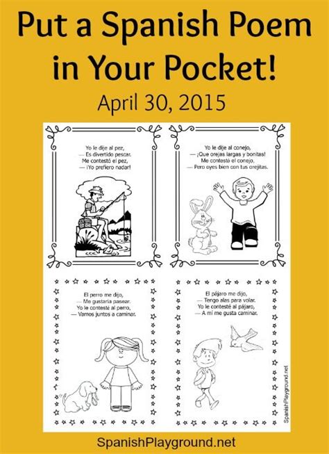 Poem In Your Pocket Spanish Printable Spanish Playground Kinder