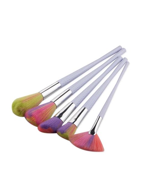 Colorful Bristles Makeup Brush 5pcs Shein Sheinside