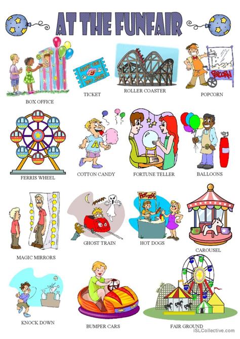 At The Funfair Vocabulary Flashcards English Esl Worksheets Pdf And Doc