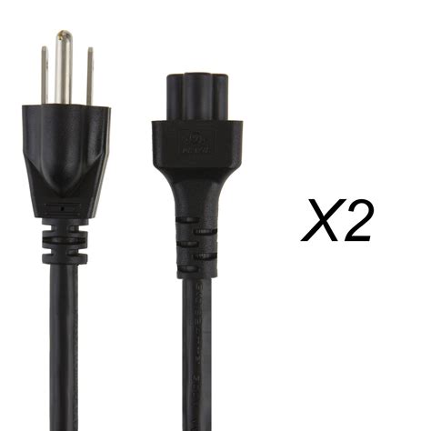 CableCreation 2 PACK 10 Feet 18 AWG 3 Prong AC Power Cord Cable For