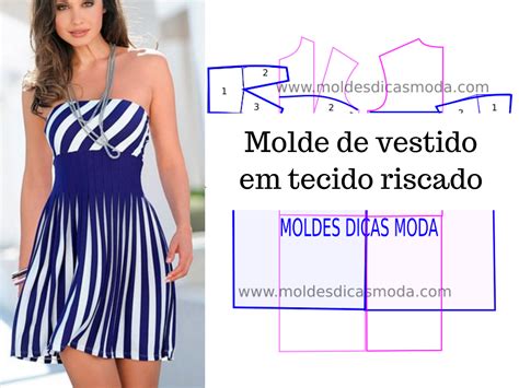 Vestido De Riscas Azuis Wearing And Sewing Vestido Sem Costura Molde