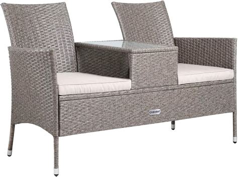 Amazon de Casaria Gartenbank Wetterfest UV beständig Polyrattan Tisch