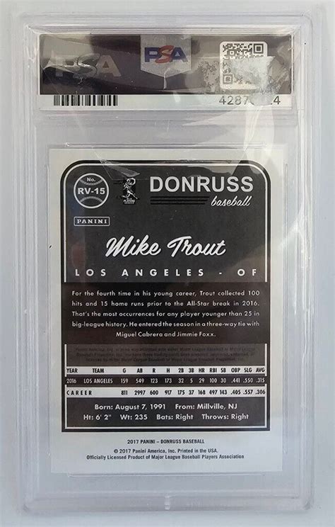 2017 Panini Donruss Mike Trout Retro Variations 1983 RV 15 PSA 10 EBay