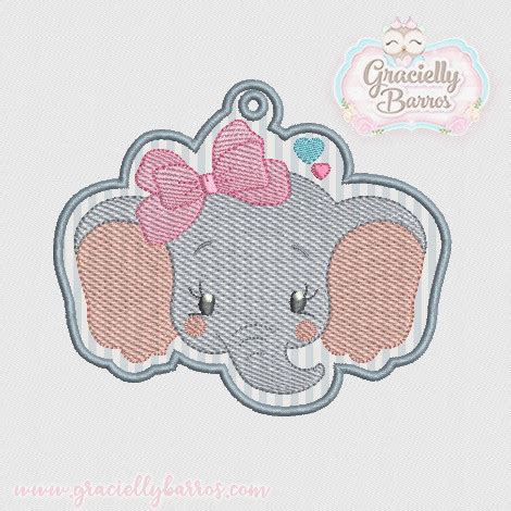 Matriz De Bordado Elefante GB063 Chaveiro Gracielly Barros