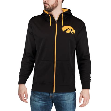 Colosseum Iowa Hawkeyes Black Performance Full Zip Hoodie