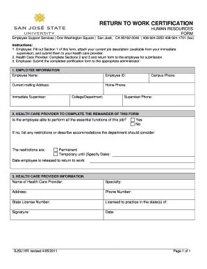 Sample Of Form For Back To Work Fill Online Printable Fillable Blank