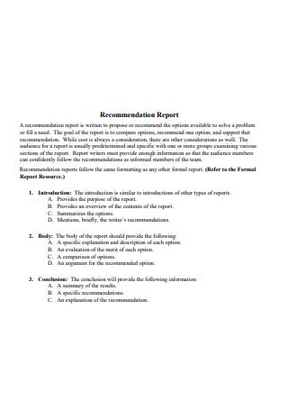 FREE 34 Recommendation Report Samples PDF Word Google Docs Pages