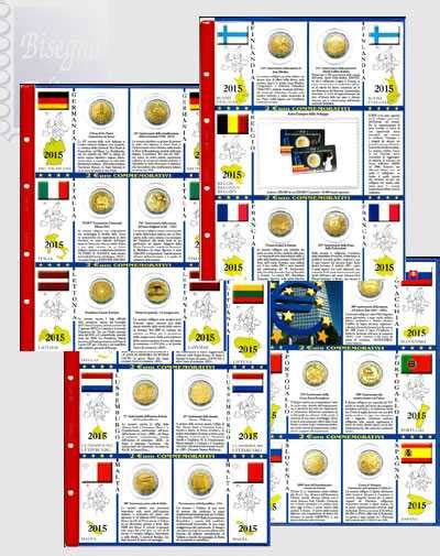 A Fogli Aggiornamento 2 Euro Commemorativi Anno 2015 Monete Euro