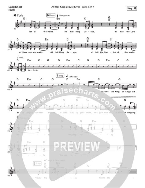 All Hail King Jesus Live Sheet Music PDF UPPERROOM PraiseCharts