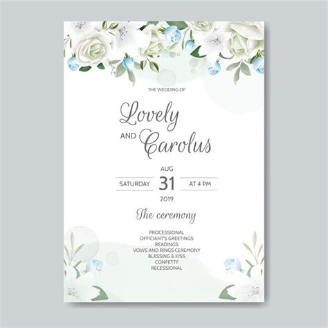 Premium Vector Beautiful Floral Wedding Invitation With Blooming