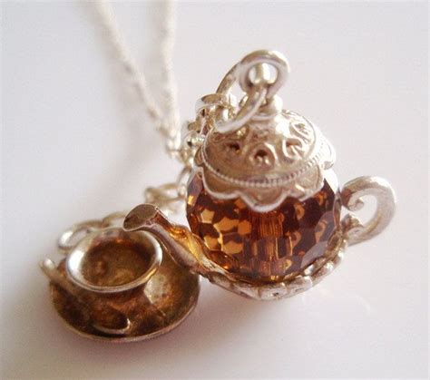 Silver Teapot And Tea Cup Charm Necklace Etsy Tea Pots Silver Teapot