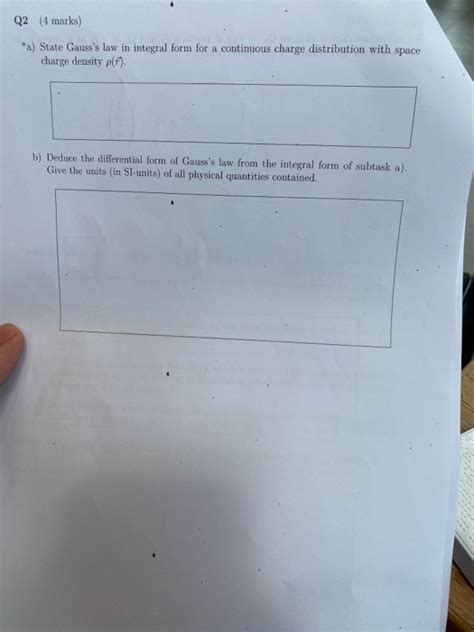 Solved Q Marks A State Gauss S Law In Integral Form Chegg