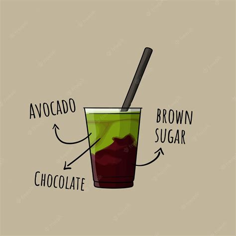 Premium Vector Avocado Juice Vector Illustration With Brown Sugar For