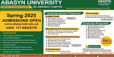 AU Islamabad Announces BS Admission 2025 Online