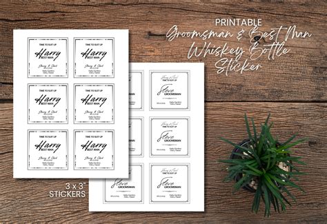 Editable Whiskey Label Groomsman Whiskey Label Best Man Whiskey Label Custom Liquor Label For