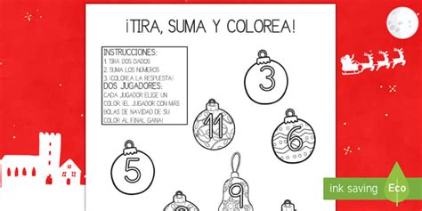 Ficha De Tirar El Dado Y Colorear La Navidad Twinkl