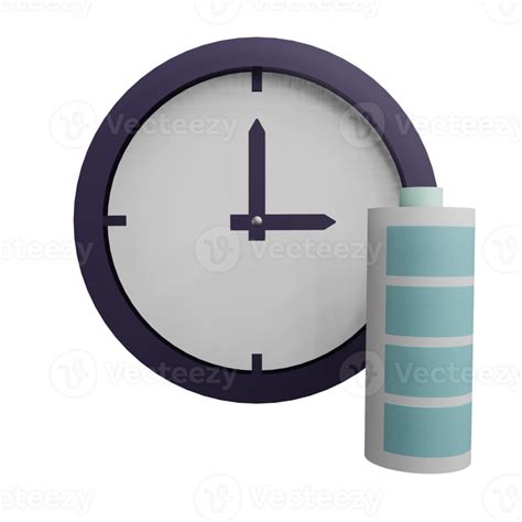 3 D Illustration Of Clock Battery Icon 46952482 Png