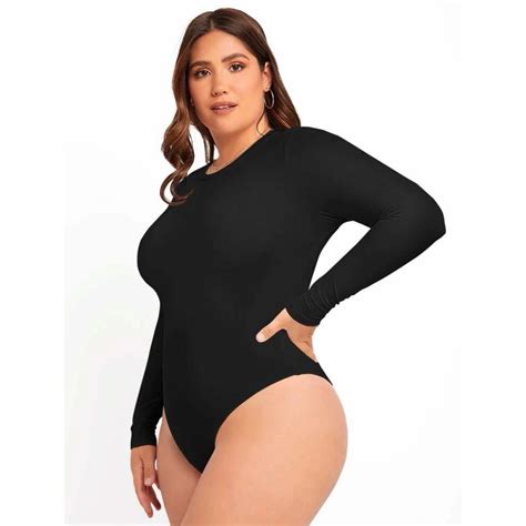 Angelcity Plus Size Bodysuit For Women Long Sleeve Open In Back Oversized Shopee Philippines