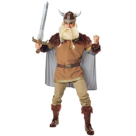 Viking Costume Mens Nordic Medieval Warrior Fancy Dress Barbarian ...