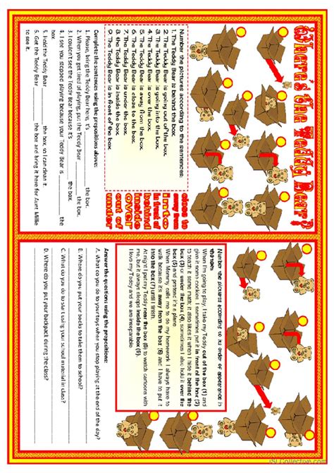 Wheres The Teddy Bear Prepositio English Esl Worksheets Pdf And Doc