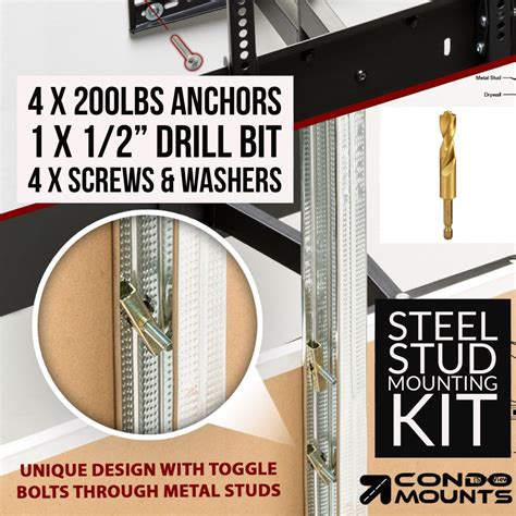 Condomounts Steel Stud Mounting Kit Wall Mounted Tv Hanging Drywall