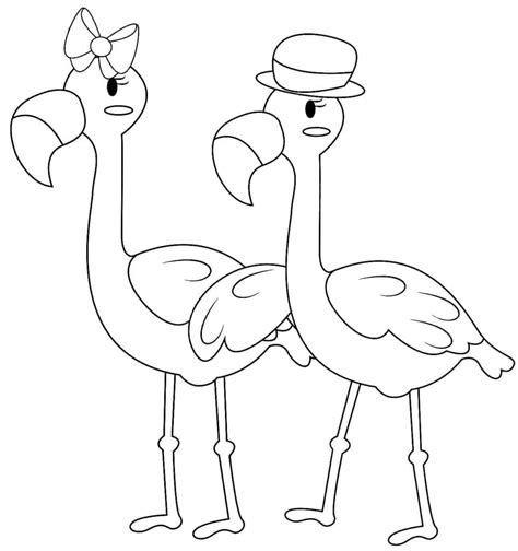 Coloriage Couple de Flamants Roses télécharger et imprimer gratuit