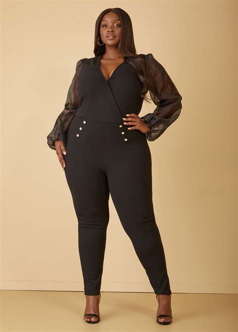 Plus Size Skinny Sailor Jumpsuit Plus Size Slim Leg Jumpsuits