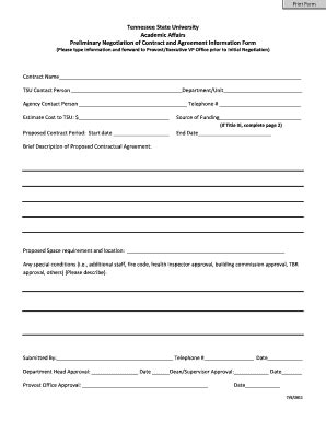 Fillable Online Tnstate Precontract Approval Formrevised Fax Email