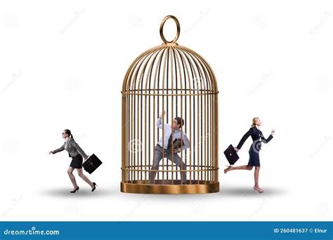 Business People And Golden Cage Concept Stock Image Image Of Prisoner