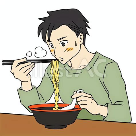 ラーメンを食べる男性イラスト No 22266612｜無料イラスト・フリー素材なら「イラストac」