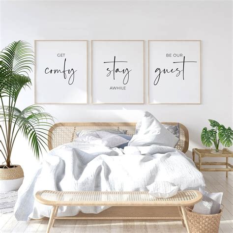 Get Comfy Stay Awhile Be Our Guest Guest Room Wall Decor Printable Art