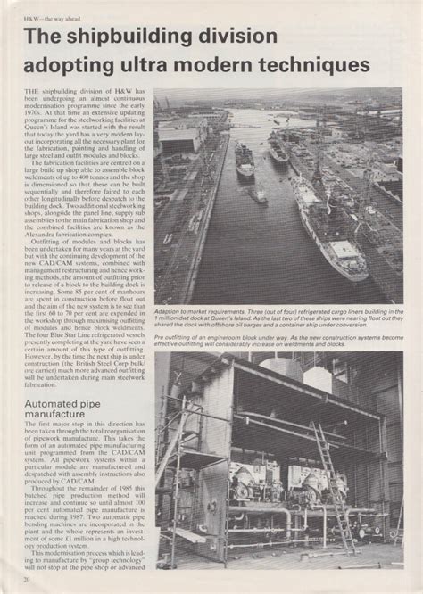 Harland Wolf Shipyard Belfast THE MOTOR SHIP Special Survey 1985