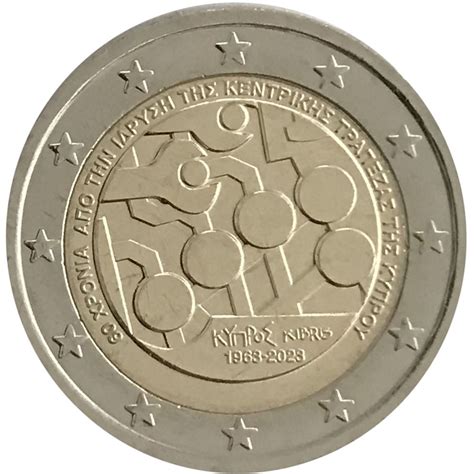 2 Euro Cipro 2023 60 Anniversario Della Costituzione Della Banca