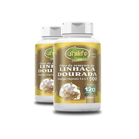 Kit 2 Óleo de Semente de Linhaça Dourada 500mg 120 cápsulas Unilife Edin